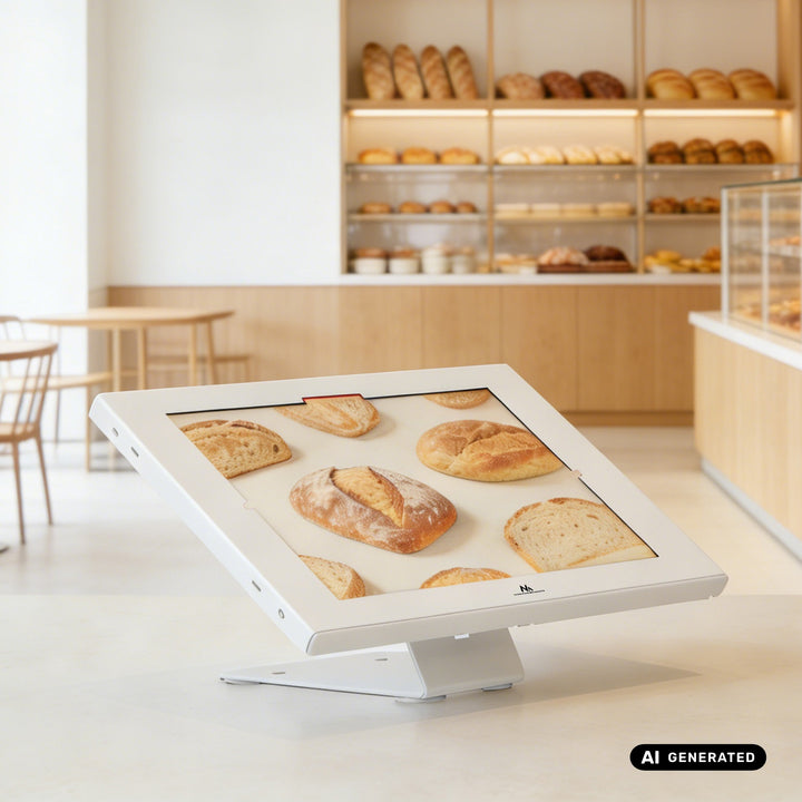 Рекламна стойка за таблет Maclean, със заключващ механизъм, 12,4"-13", iPad Air/Pro, Samsung Tab S10+/S9+/S8+/S7+, 257x350x22 мм, MC-956 W