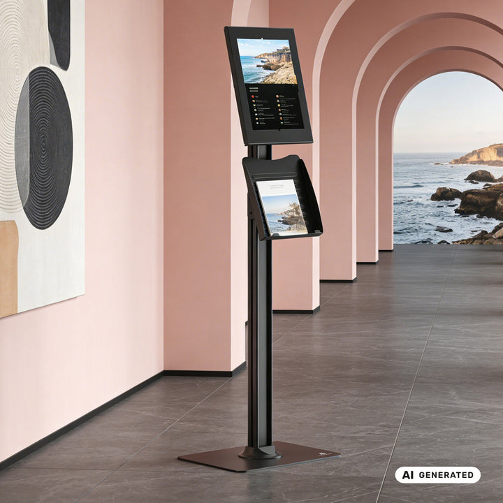 Рекламна стойка за таблет Maclean, със заключващ механизъм. 12,4"–13", iPad Air/Pro, Samsung Tab S10+/S9+/S8+/S7+, 257x350x22 мм, MC-924 B