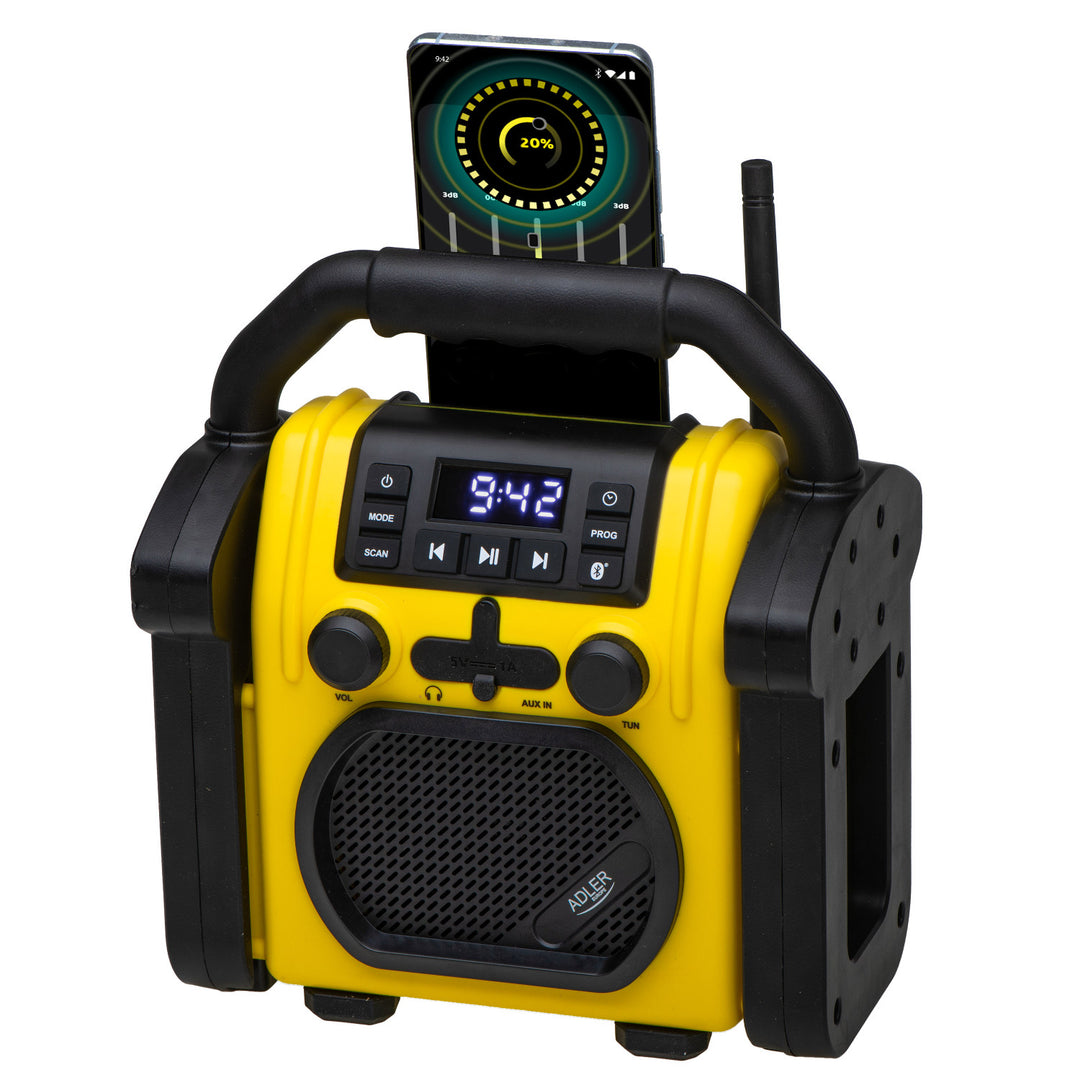 Радио Adler за строителни обекти, Bluetooth 5.1, IPX 54, мощност 10 W, AD 1911