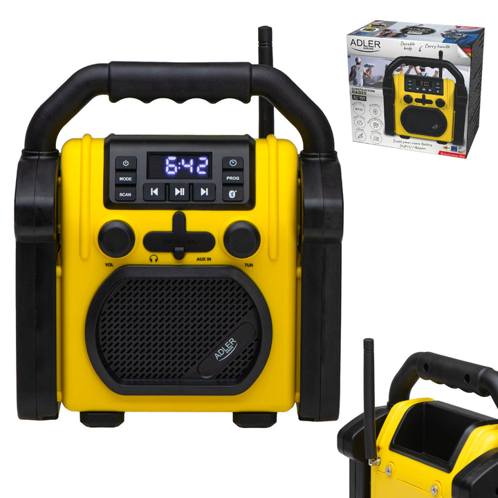 Радио Adler за строителни обекти, Bluetooth 5.1, IPX 54, мощност 10 W, AD 1911
