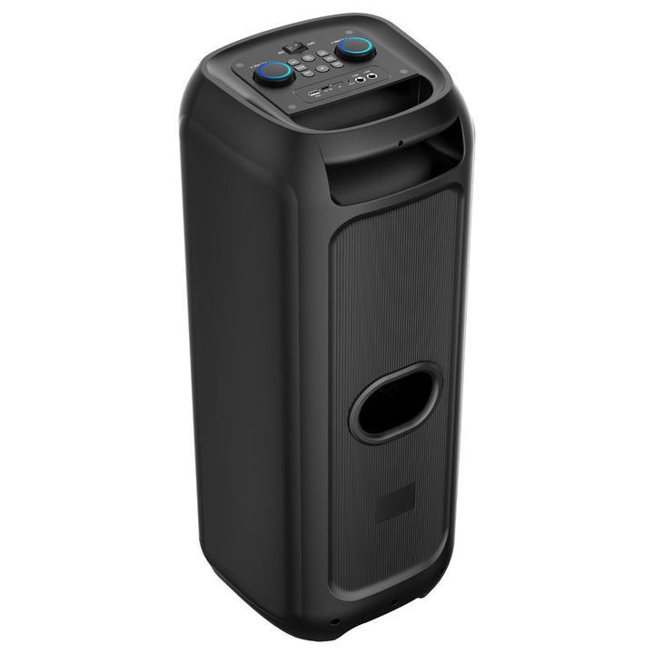Голям Bluetooth високоговорител, 120 W RMS/1400 W PMPO, два 8-инчови високоговорителя, еквалайзер, караоке функция, MP3/microSD карти, USB, AUX, BT 5.3+EDR, дисплей, LED, вградена батерия, дистанционно управление, MT3185