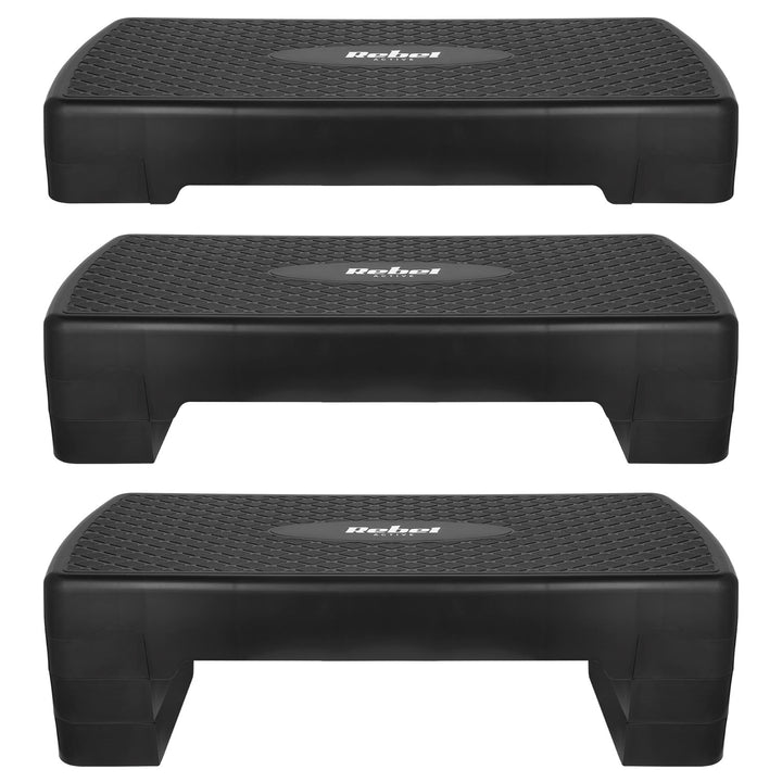 Rebel Active аеробика и фитнес степ, 3 стъпки, 68 см, черен, RBA-3227-BK