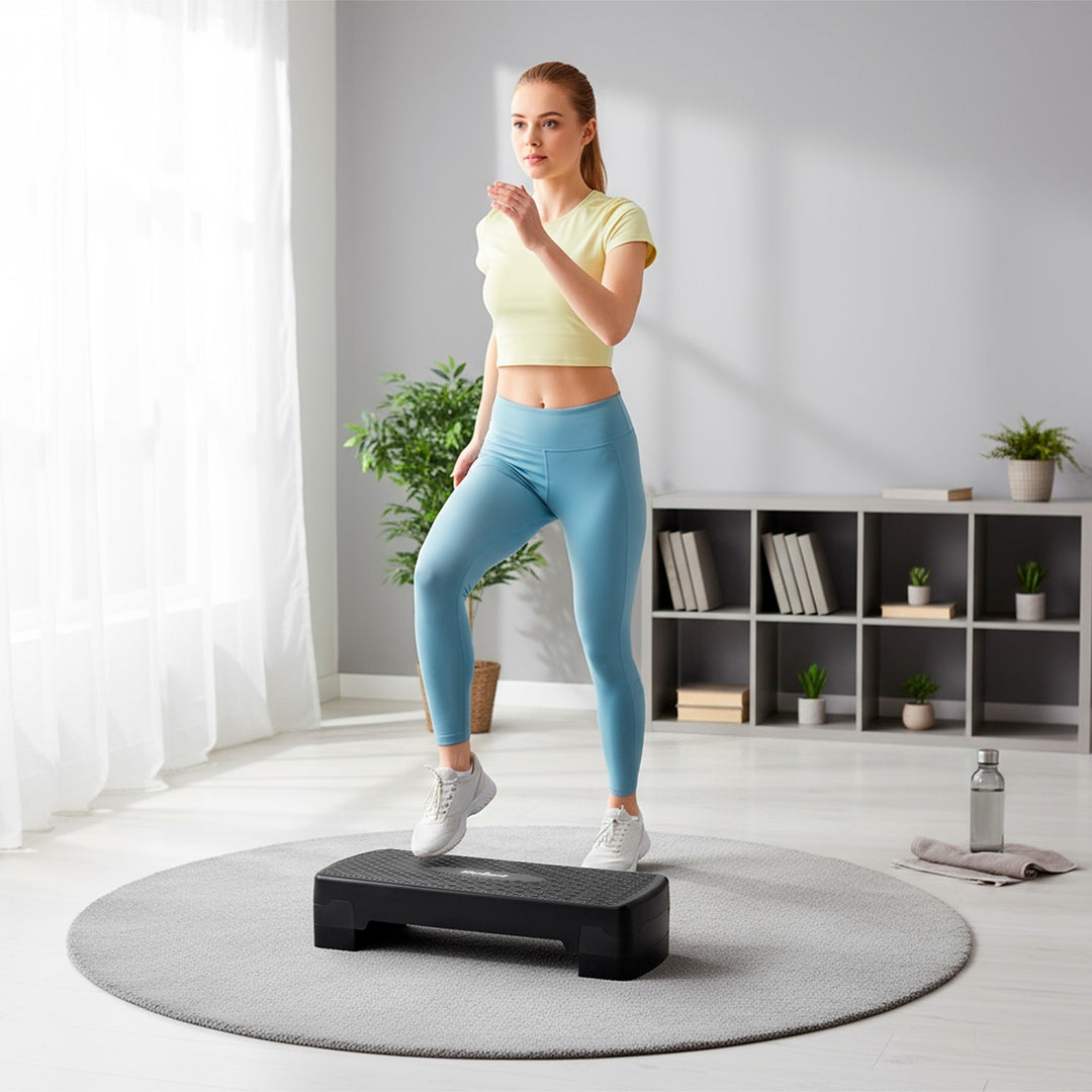 Rebel Active аеробика и фитнес степ, 3 стъпки, 68 см, черен, RBA-3227-BK