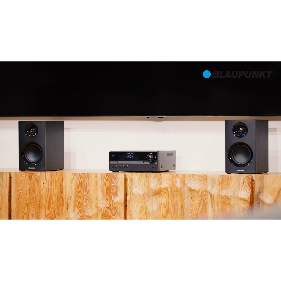 Микросистема Blaupunkt, мощност 240 W, HDMI/CD/USB/FM/BT/PLL, параметричен еквалайзер, LED дисплей, функция за часовник и аларма, черна, MS55SUB