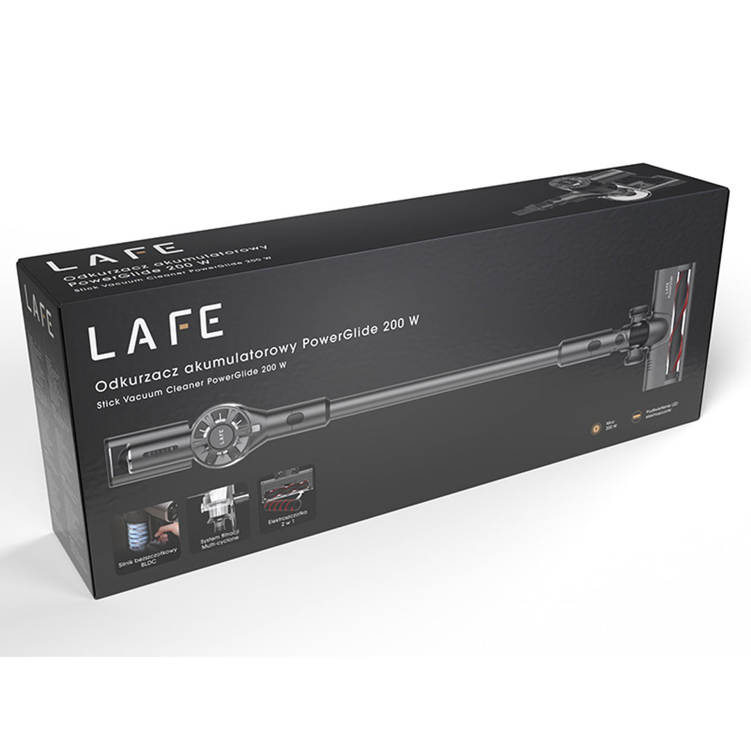 Безжичен прахосмукач LAFE, безчетков мотор BLDC, батерия 2200 mAh, PowerGlide 200 W
