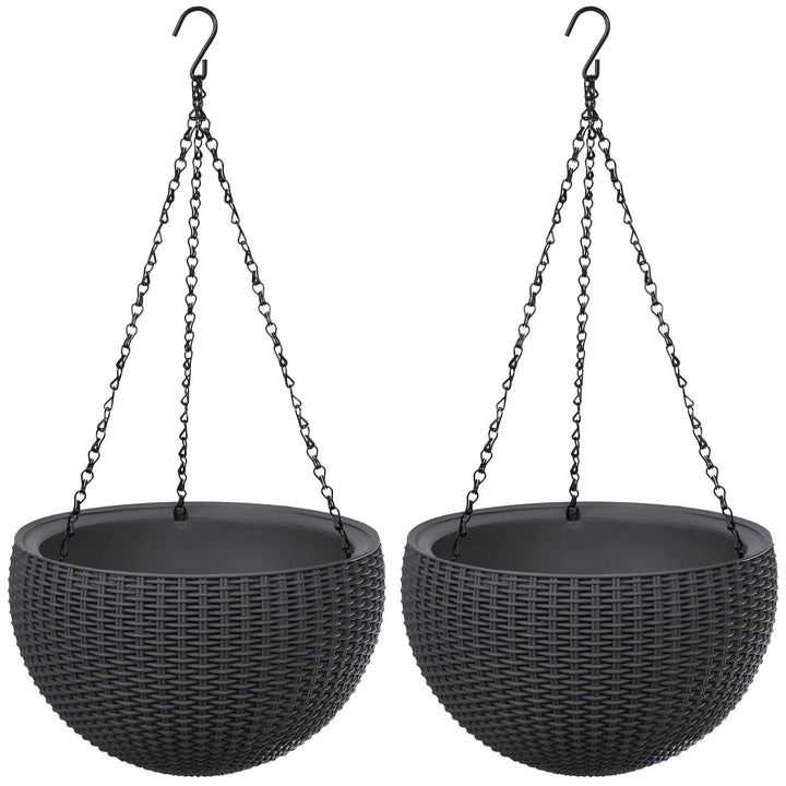 Висяща саксия Keter Sphere Planter, цвят антрацит, 2 броя