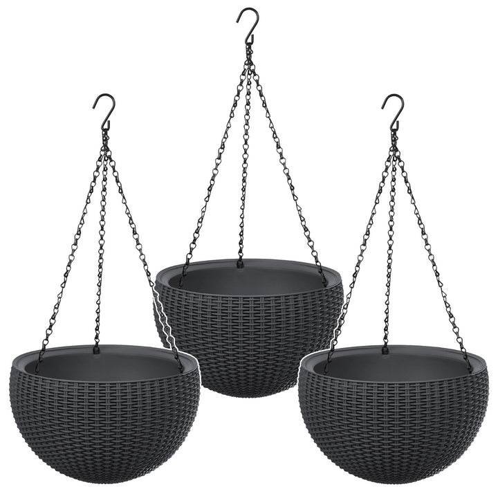 Висяща саксия Keter Sphere Planter, цвят антрацит, 3 броя