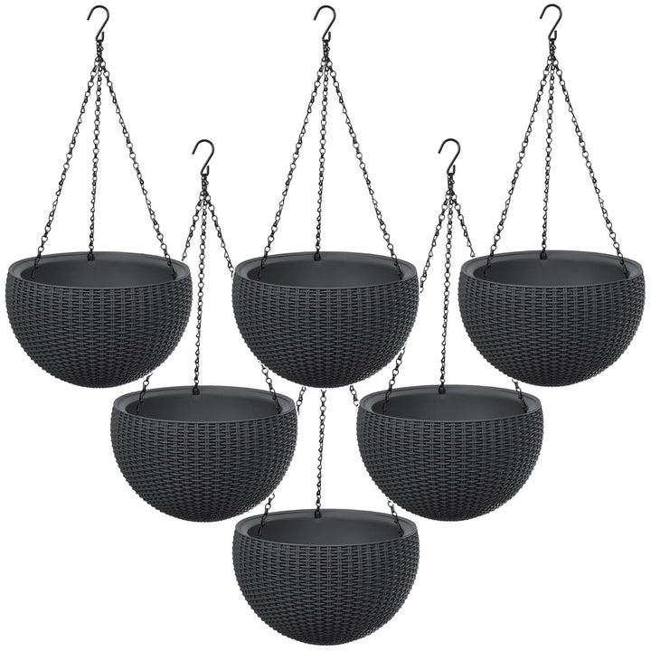 Висяща саксия Keter Sphere Planter, цвят антрацит, 6 броя
