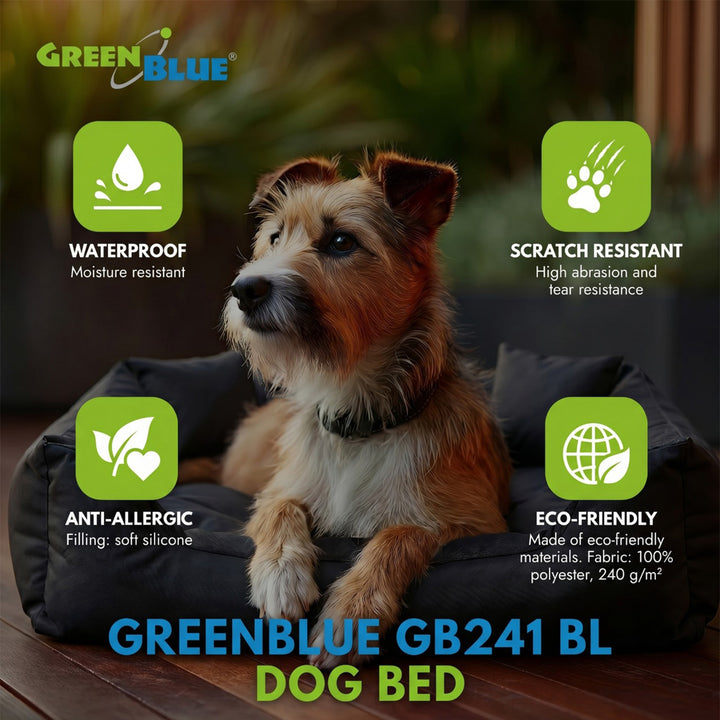 Лежанка GreenBlue, черна, правоъгълна, външни размери 75x65 см, вътрешни размери 60x50 см GB241 BL
