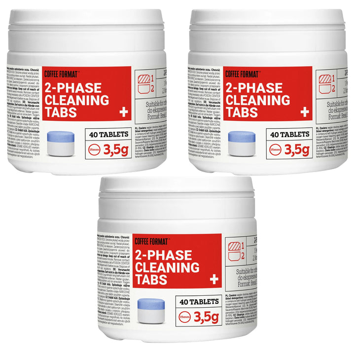 Таблетки за почистване на кафемашина, 2-phase Cleaning TABS+ 40 бр. по 3,5 г, Coffee Format, 3 опаковки