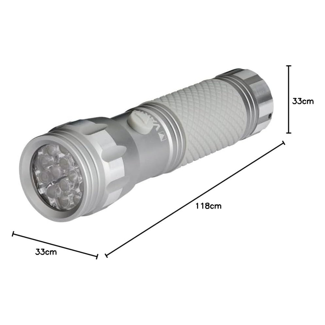 Ръчен UV LED фенер 15638 от алуминий, дължина на вълната на UV лъчите 395–400 nm, технология Multi LED + батерии Varta в комплекта