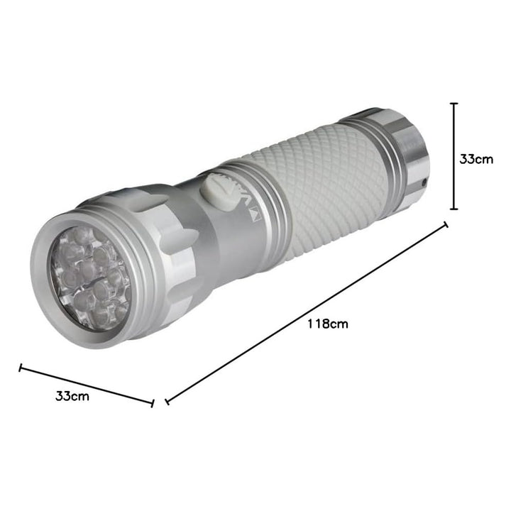 Ръчен UV LED фенер 15638 от алуминий, дължина на вълната на UV лъчите 395–400 nm, технология Multi LED + батерии Varta в комплекта