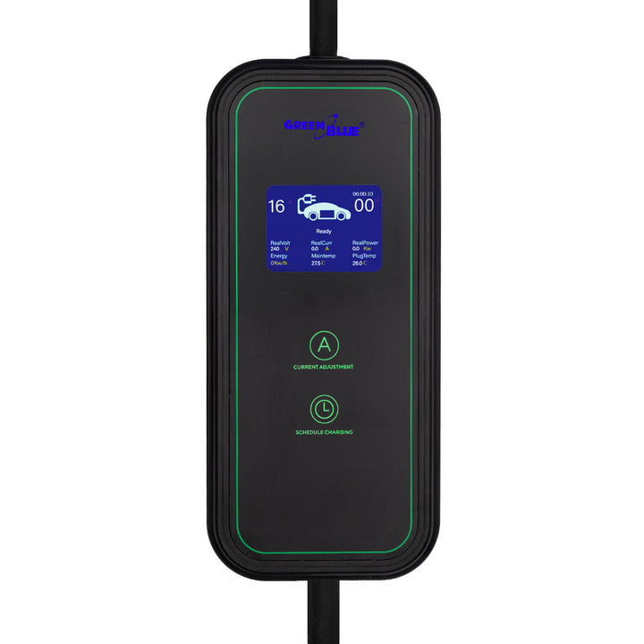 Зарядно устройство за електромобили (EV) / хибридни електромобили (PHEV) GreenBlue, преносимо, тип 2, дължина на кабела 6,8 м, IP65, 11 кВт, 220–380 V променливо напрежение, 50/60 Hz, 16 А, 3 фази, GB1100