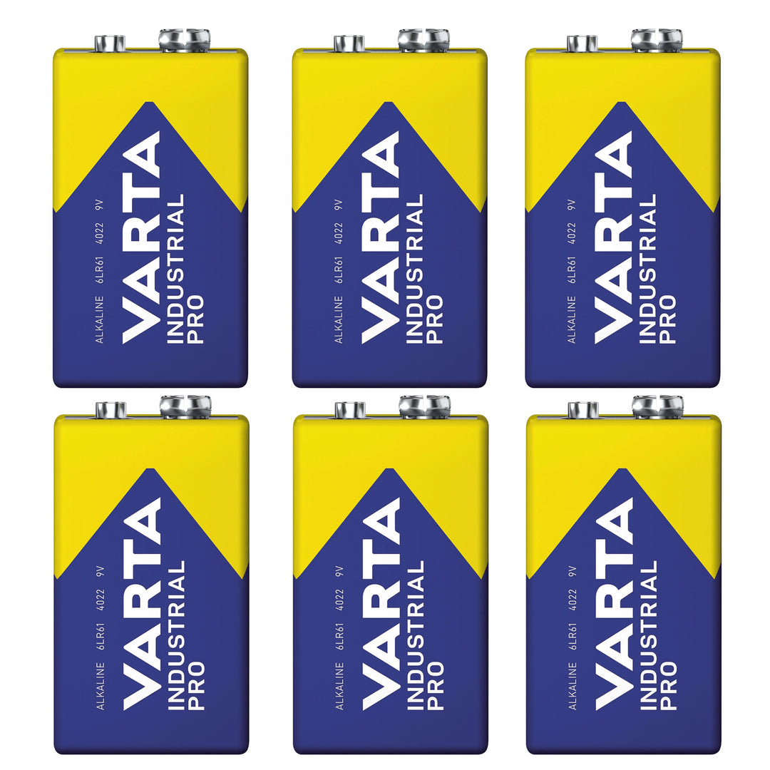 6 бр. батерии R9V R-9 6LR61 9V R-9 алкални Varta Industrial Pro