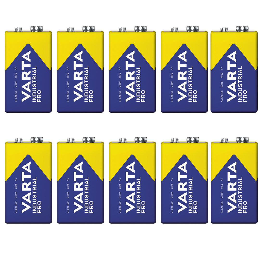 10 бр. алкални батерии R9V R-9 6LR61 9V R-9 Varta Industrial Pro
