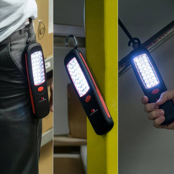 2 бр. работни лампи с 24 LED диода Maclean, магнит, кука, MCE03 + 6 бр. батерии R-06 R06 AA LR06 1,5 V VARTA Longlife Power
