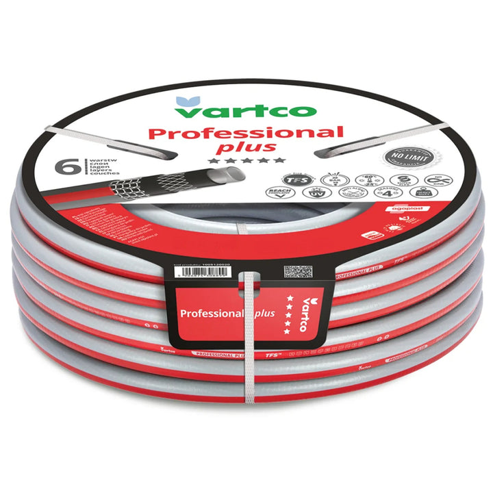 Градински маркуч Vartco, 6-слоен, гъвкав, диаметър 1/2", дължина 100 м, Professional Plus