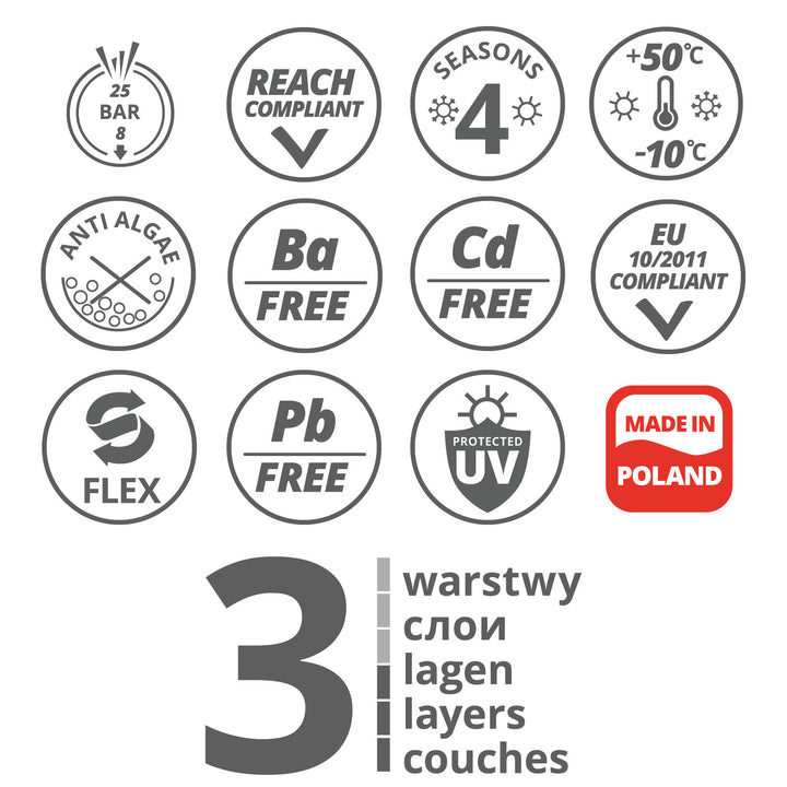 Градински маркуч Vartco, 3-слоен, гъвкав, диаметър 1", дължина 20 м, Light Plus