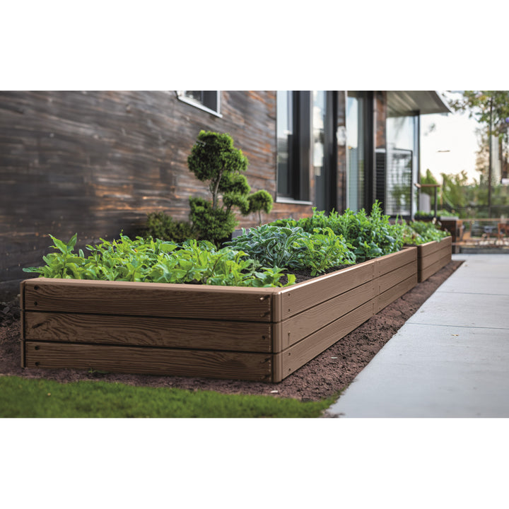 Градинска бордюрна ограда Prosperplast Base Woody, 149x75 см, устойчива на атмосферни влияния, модулна конструкция, цвят кафяв, IBWR-7587U