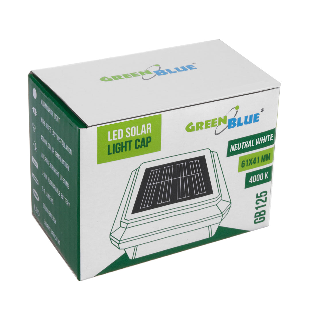 Слънчева LED лампа за стълб GreenBlue, 60x40 мм, капак тип „плик“, GB125, 2 броя