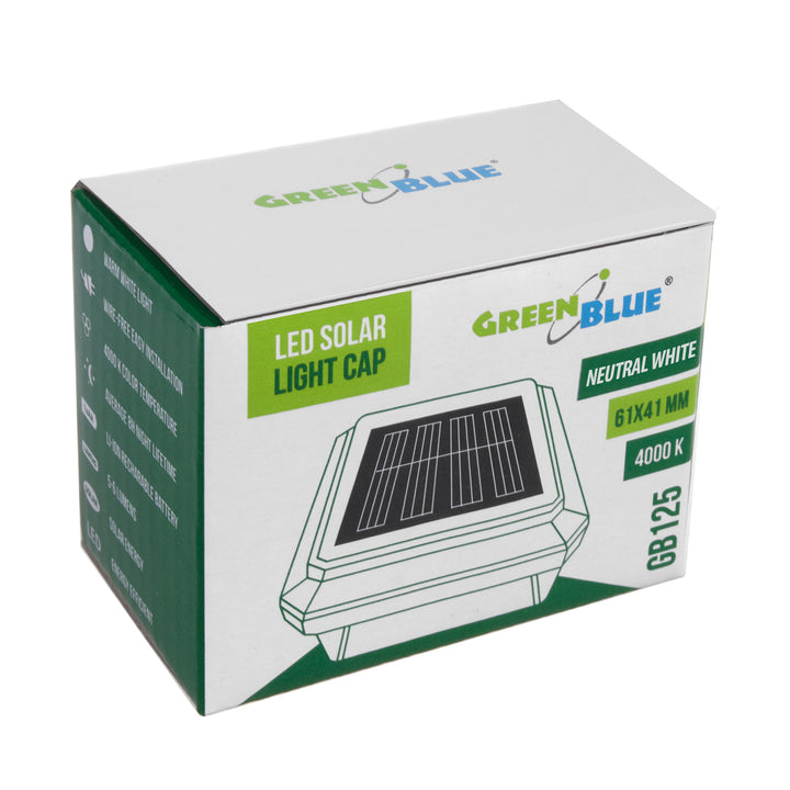 Слънчева LED лампа за стълб GreenBlue, 60x40 мм, капак тип „плик“, GB125, 2 броя