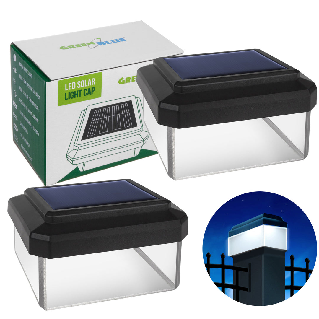Слънчева LED лампа за стълб GreenBlue, 60x40 мм, капак тип „плик“, GB125, 2 броя