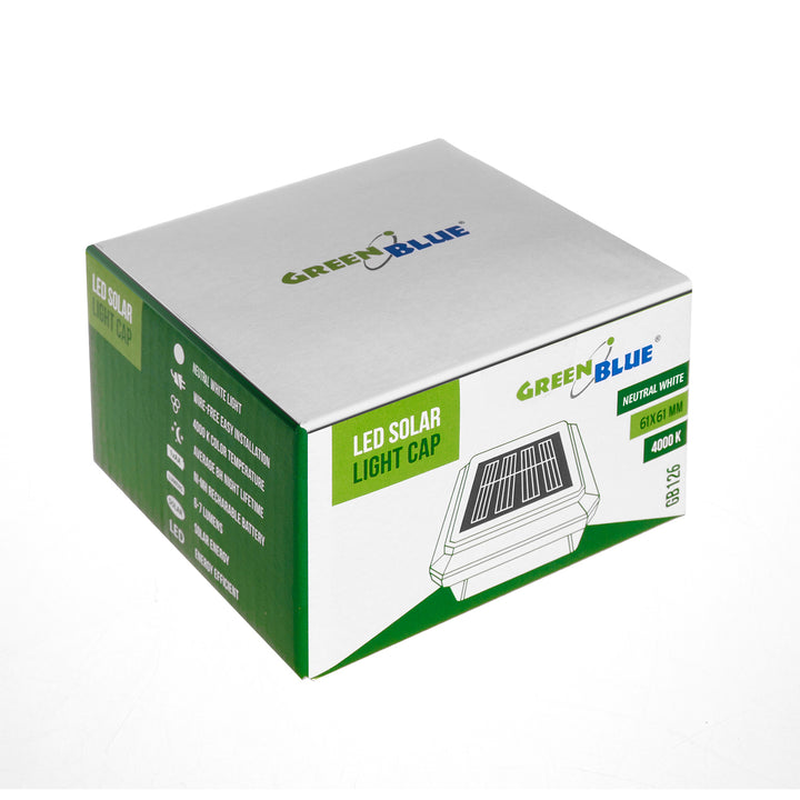 Слънчева LED лампа за стълб GreenBlue, 60x60 мм, капак с форма на плик, GB126, 2 броя