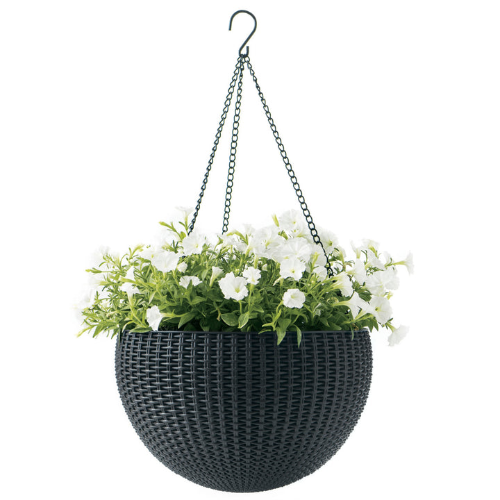 Висяща саксия Keter Sphere Planter, цвят антрацит, 4 броя