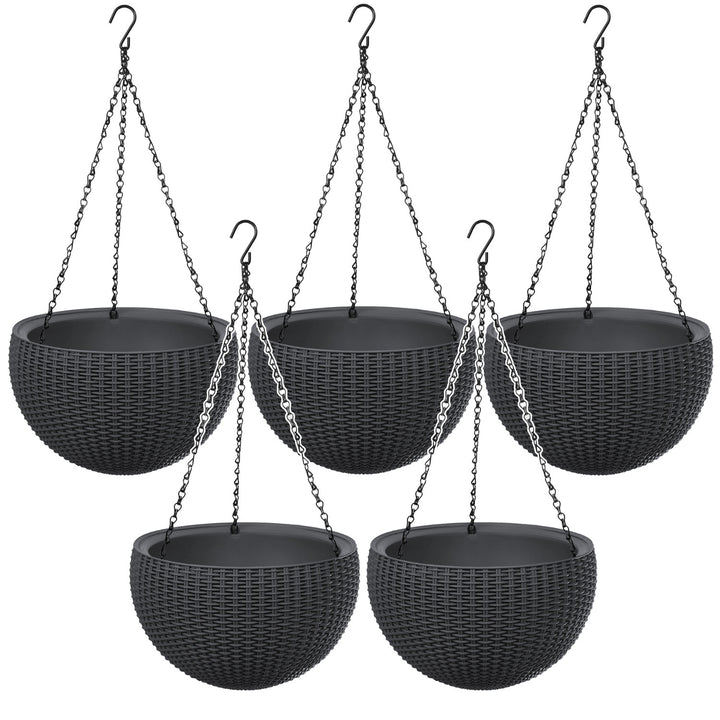 Висяща саксия Keter Sphere Planter, цвят антрацит, 5 броя