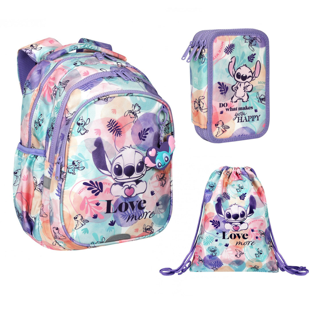 Училищен комплект Stitch Coolpack, раница с 2 отделения Jerry (15"), пенал Jumper 3 и спортна чанта за обувки