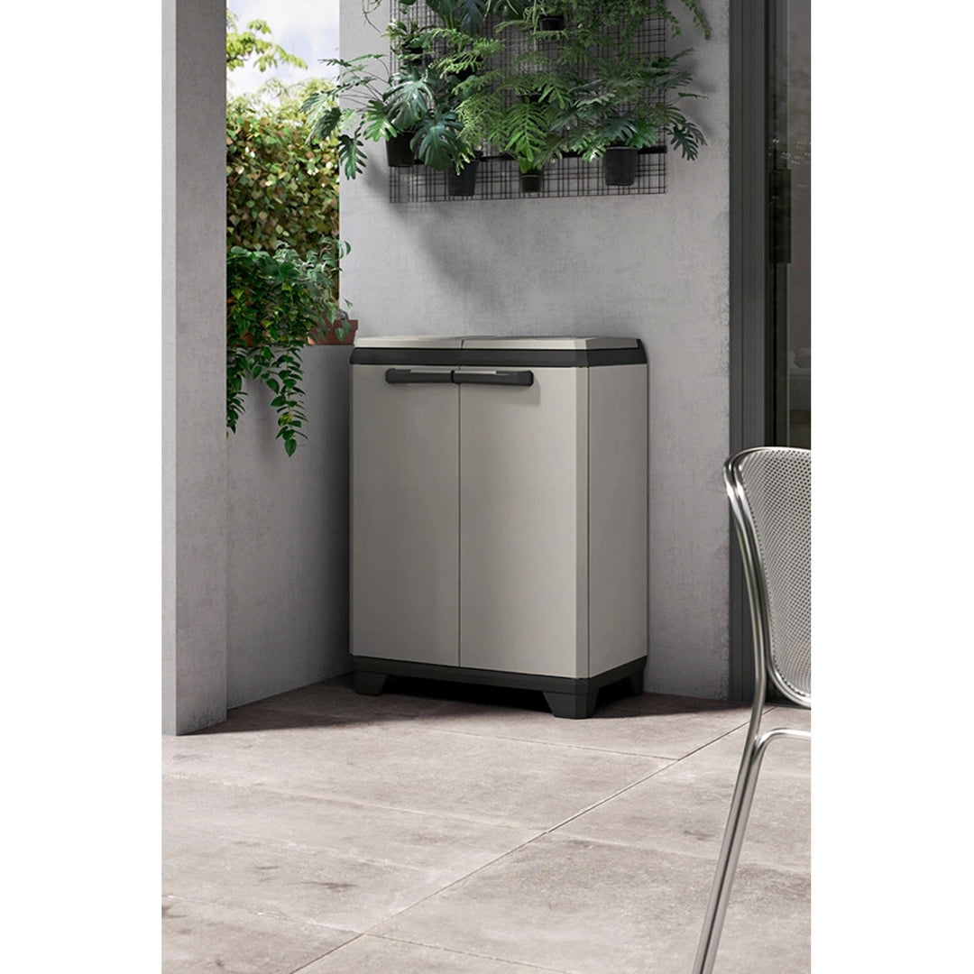 Шкаф за сортиране на отпадъци Keter Planet, капацитет 2x110 л, цвят сив, 68x39x92 см, 246640