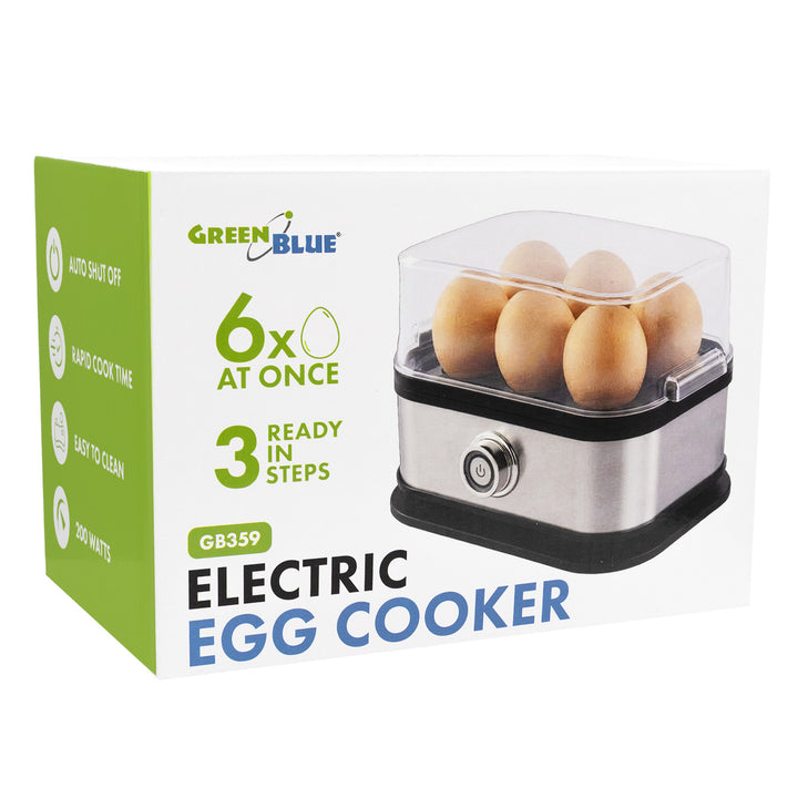 Автоматичен уред за варене на яйца GreenBlue, мощност 200 W, за до 6 яйца, мерителна чаша, 220–240 V~, 50/60 Hz, GB359