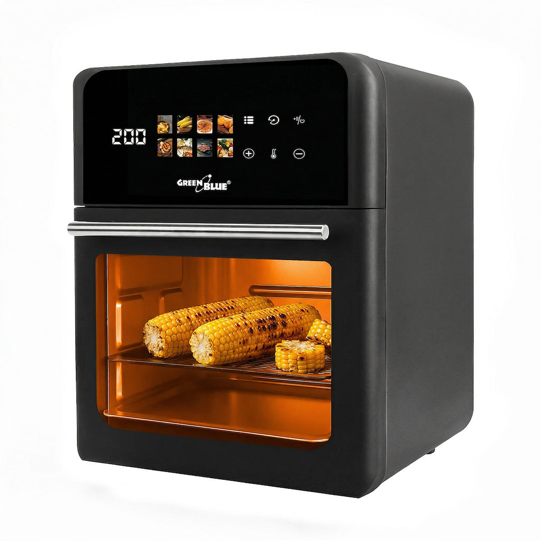 Безмаслена фритюрница AIR FRYER GreenBlue, мощност 1800 W, капацитет 10 л, 8 програми, аксесоари, таймер, GB950 + термометър/сонда за храни, GreenBlue GB178