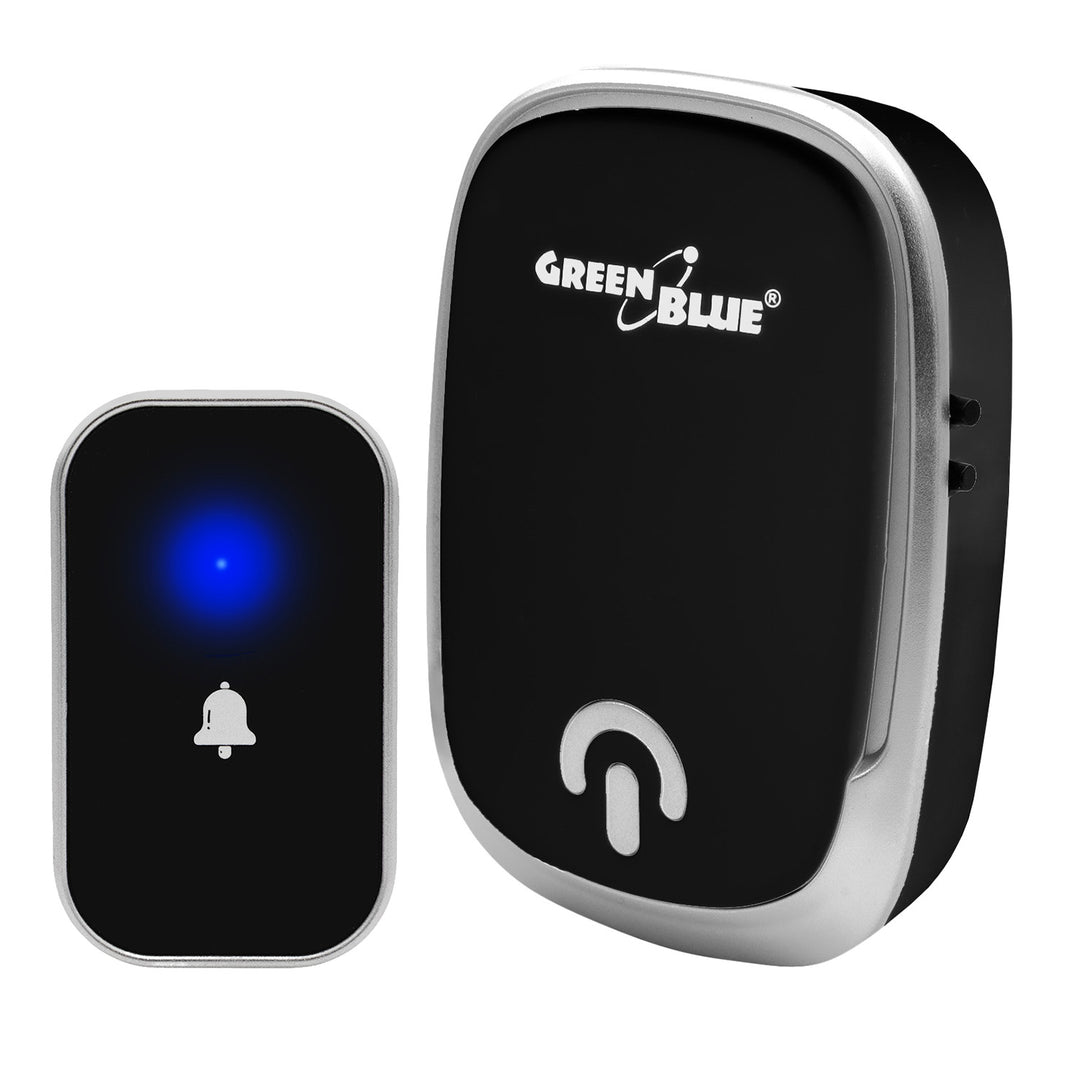 Безжичен звънец GreenBlue, 38 мелодии, 90 dB, черен, обхват до 200 м, GB404 B