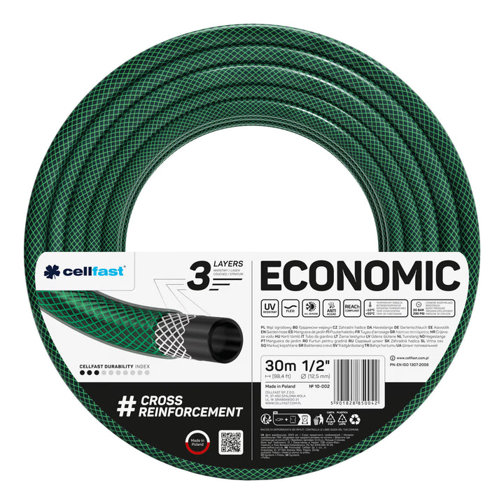 Количка за маркуч Cellfast Aluplus 1/2" 60 м + градински маркуч Cellfast Economic 1/2" 30 м