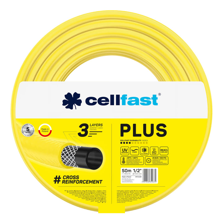 Количка за маркуч Cellfast Aluplus 1/2" 60 м + градински маркуч Cellfast Plus 1/2" 50 м