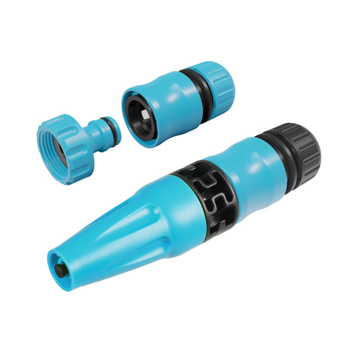 Количка за маркуч Cellfast Aluplus 1/2" 60 м + градински маркуч Cellfast 4YELLOW 1/2" 50 м + комплект с прав разпръсквач Cellfast Basic 1/2"