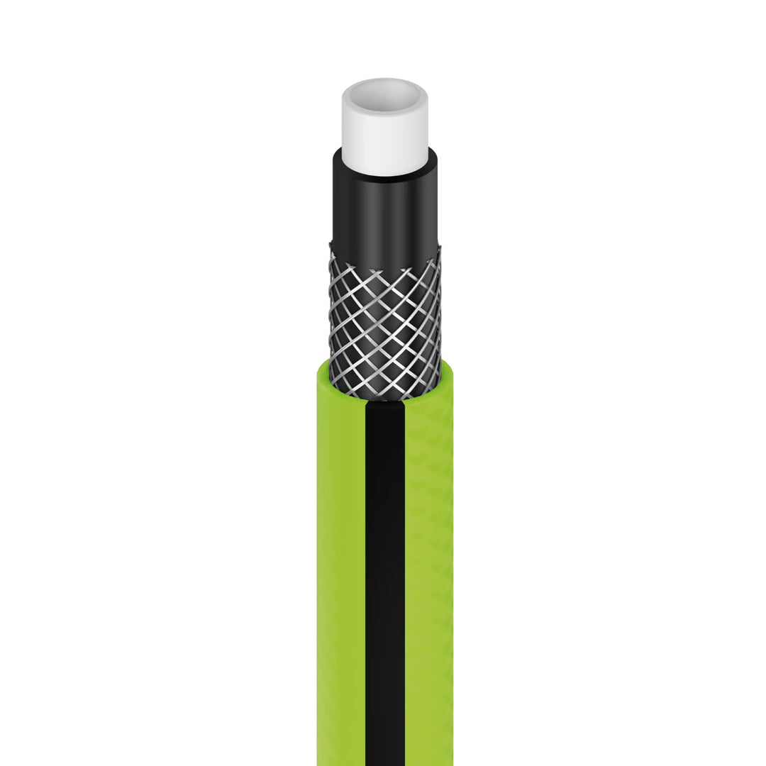 Градински маркуч Cellfast Quattro 1/2" 15 м + закачалка за маркуч Cellfast (сива) + комплект с прав разпръсквач Cellfast Basic 1/2"