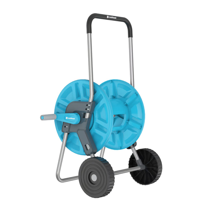 Градински маркуч Economic 1/2" 50 м + количка, съединител с вътрешна резба 3/4", съединител с външна резба 1/2", бързосъединител с преход и стоп 1/2" + 8-функционален пистолетен разпръсквач Cellfast Mix Ideal