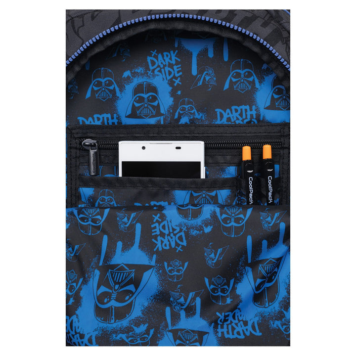Училищен комплект „Star Wars Coolpack“, раница „Jerry“ с 3 отделения (15") с анатомично оформена гръбна част и регулируеми презрамки, както и пенал „Jumper 3“ с принадлежности