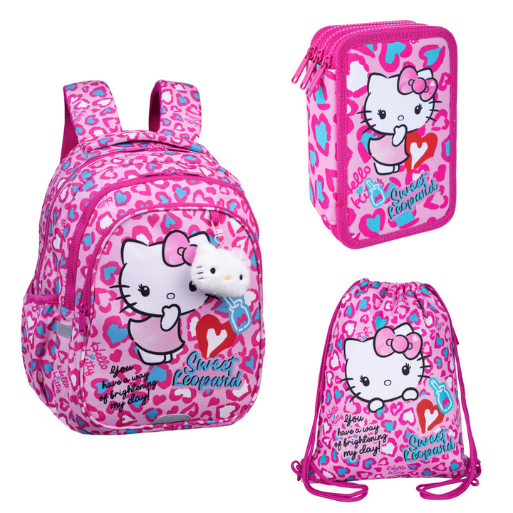 Училищен комплект „Hello Kitty Coolpack“, раница „Jerry“ с 3 отделения (15"), пенал „Jumper 3“ с принадлежности и спортна чанта за обувки