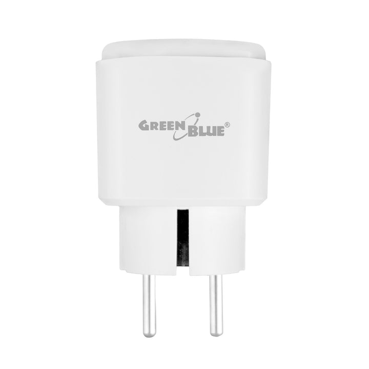 Дистанционно управляема WiFi контактна кутия GreenBlue, Android/iOS/Alexa/Google Home, таймер, ватомер, макс. 16 A/3840 W, GB735 W, 2 броя