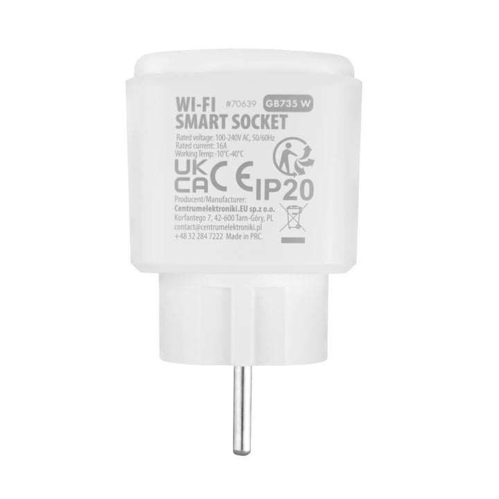Дистанционно управляема WiFi контактна кутия GreenBlue, Android/iOS/Alexa/Google Home, таймер, ватомер, макс. 16 A/3840 W, GB735 W, 2 броя