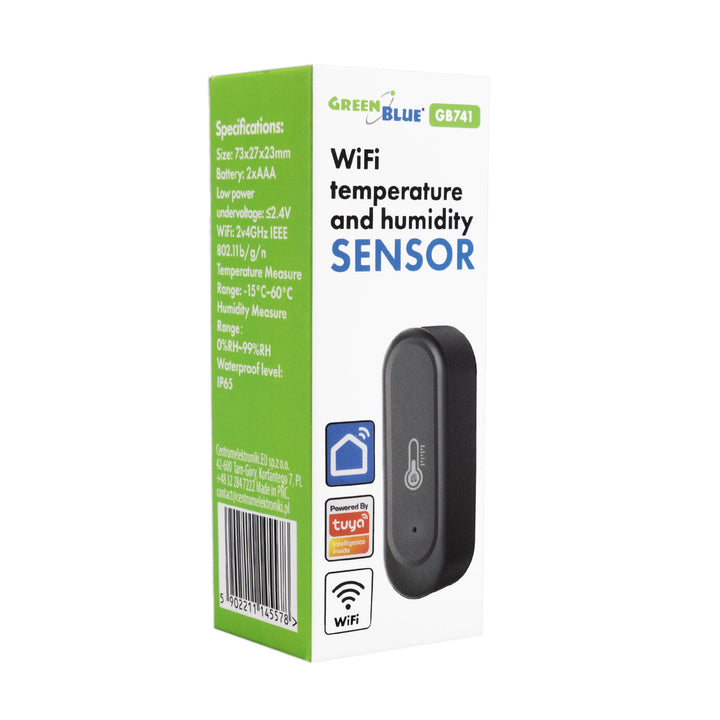 Външен WiFi сензор за температура и влажност GreenBlue, Android/iOS, 3,0 V DC, LR03x2, IP65, GB741, 2 броя