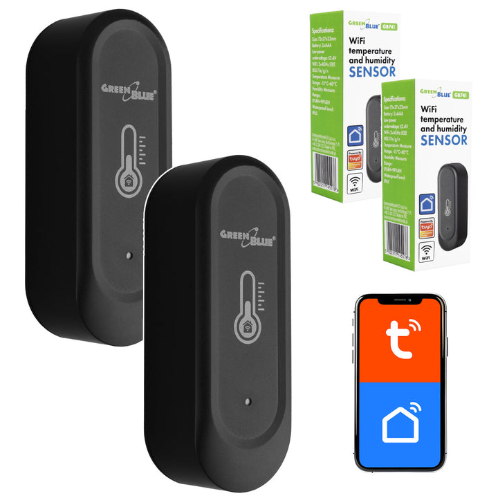 Външен WiFi сензор за температура и влажност GreenBlue, Android/iOS, 3,0 V DC, LR03x2, IP65, GB741, 2 броя
