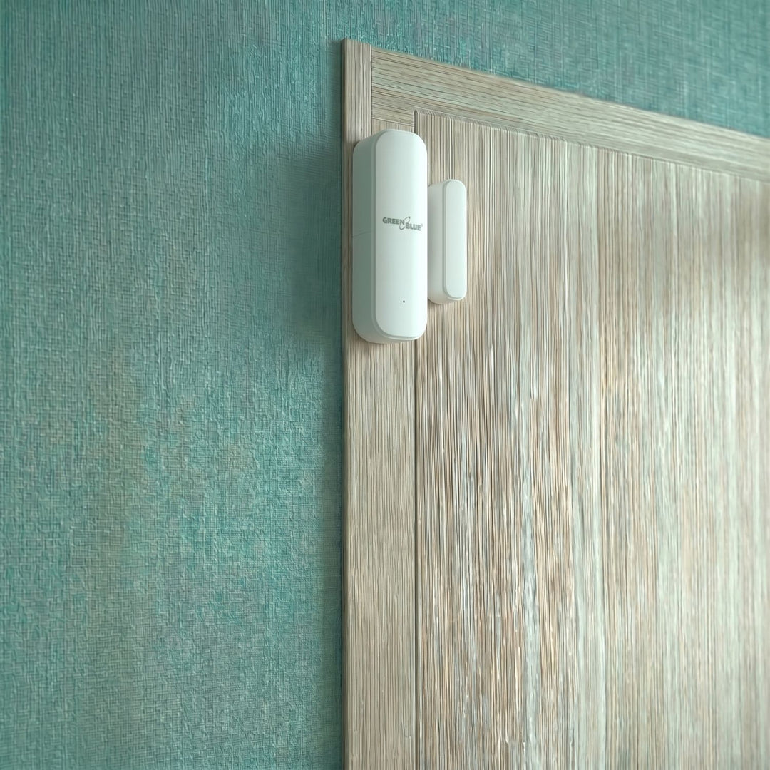 Безжичен релеен датчик / датчик за отваряне WiFi GreenBlue, Android/iOS, за врати / прозорци, 3,0 V DC, LR03x2, GB479 W, 2 комплекта
