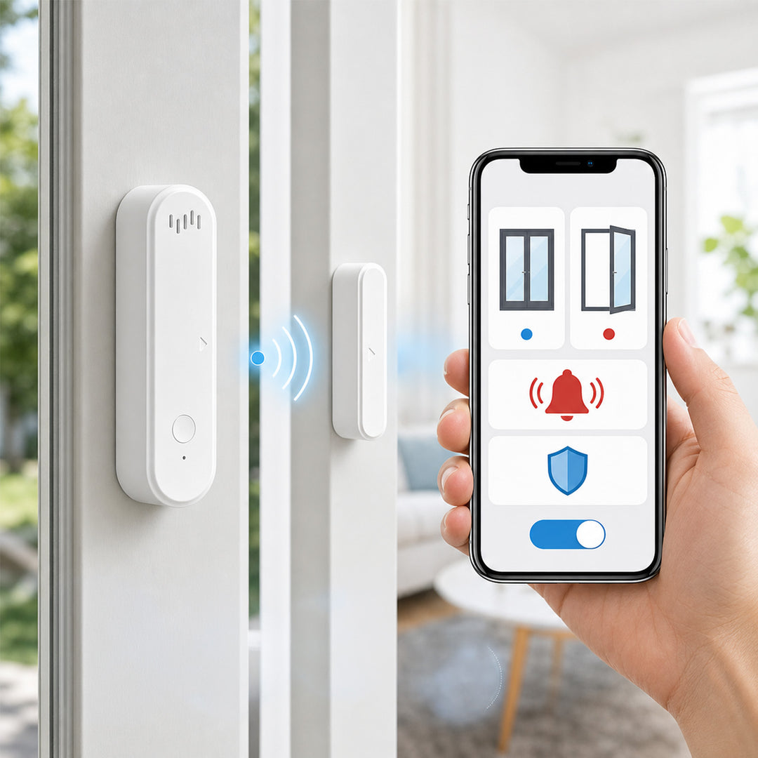 Безжичен релеен датчик / датчик за отваряне WiFi GreenBlue, Android/iOS, за врати / прозорци, 3,0 V DC, LR03x2, с аларма, GB478, 2 комплекта