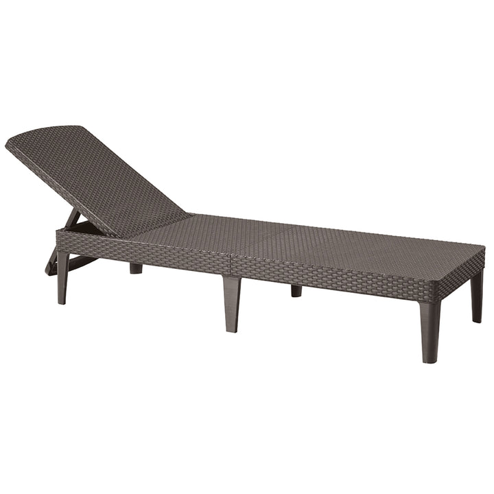 Регулируем градински шезлонг Jaipur Sun Lounger, кафяв + възглавница за шезлонг Jaipur, цвят тъмносив, плат S-500, размер 190x60 см