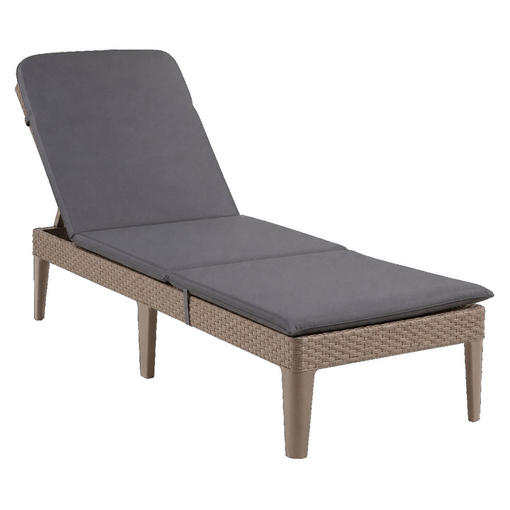Регулируем градински шезлонг Jaipur Sun Lounger в цвят капучино + възглавница за шезлонг Jaipur, цвят тъмно сив, плат S-500, размер 190x60 см