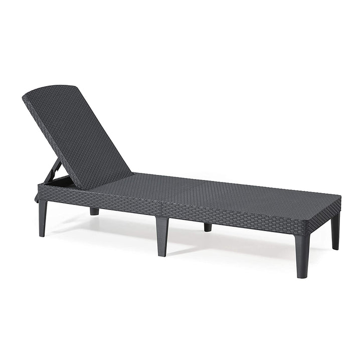 Регулируемо градинско шезлонго „Jaipur Sun Lounger“ в графитен цвят + възглавница за шезлонга „Jaipur“, цвят тъмносив, плат S-500, размер 190x60 см